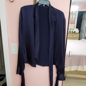 Valentino Navy Silk Blouse